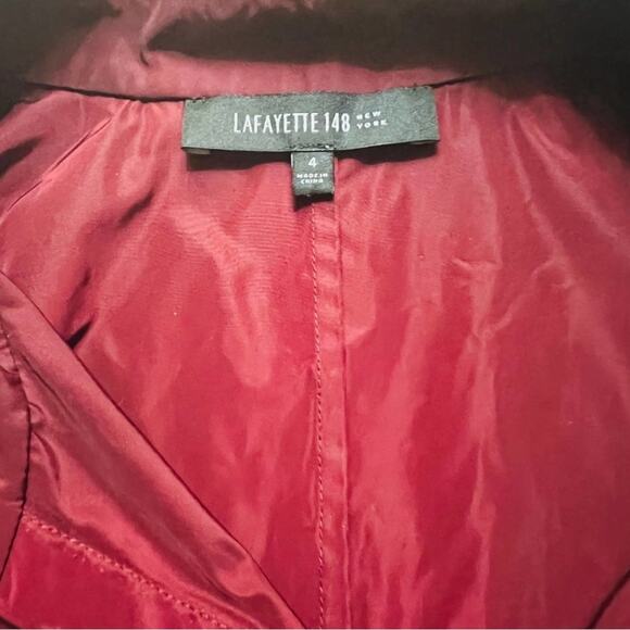 Lafayette 148 Top Size 4 Button Up Long Sleeve Pleated Burgundy - Picture 4 of 6